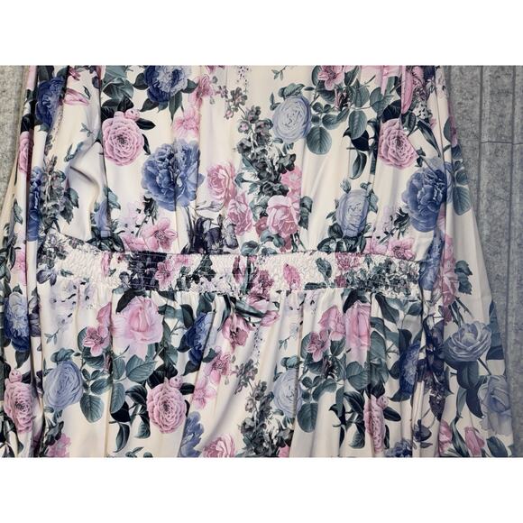 Torrid Top Womens Size 0 Wrap Babydoll Floral Print Flared Sleeve Tunic - Picture 4 of 5